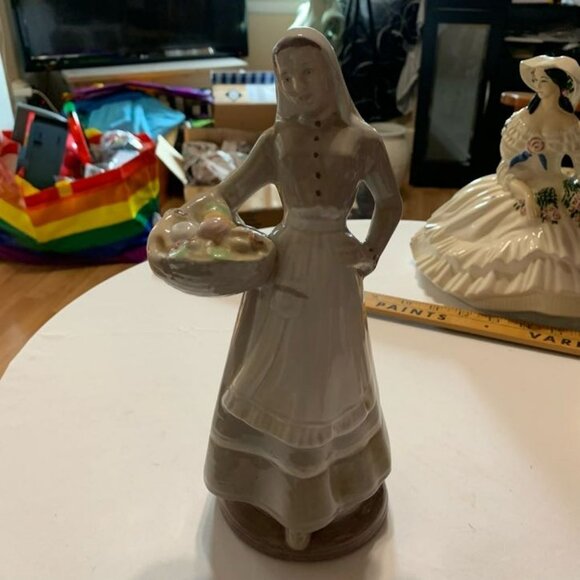 Vintage Lladro Nao Porcelain Glossy Girl with Fruit Basket Figurine - Picture 3 of 6